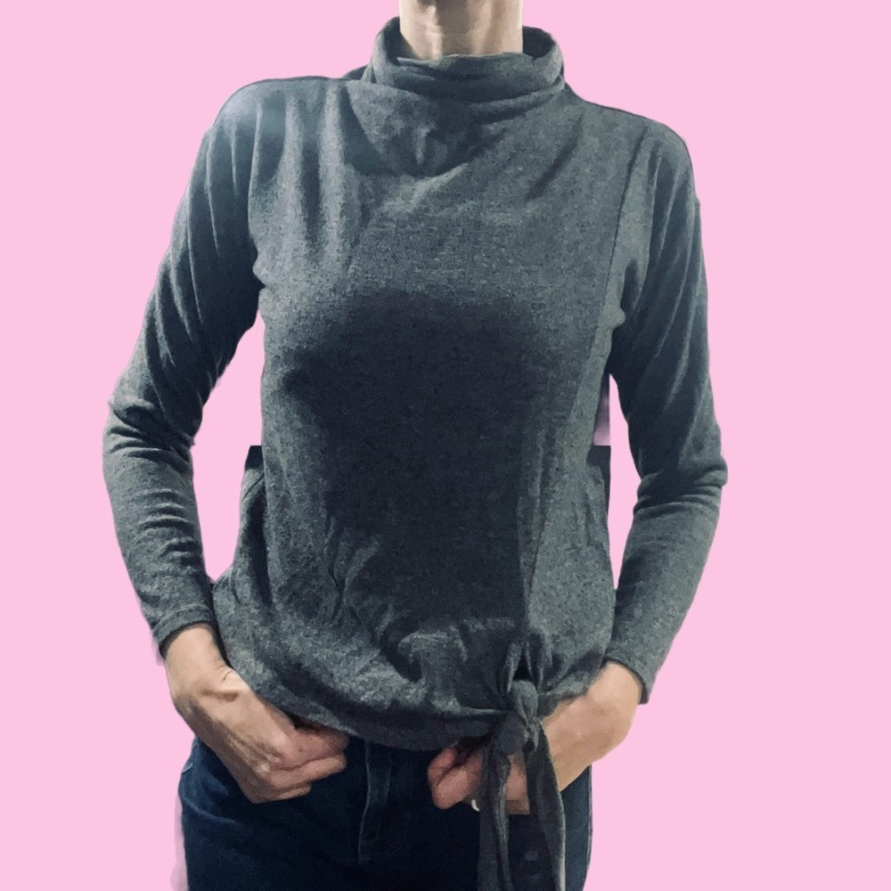 Vera Wang Long-Sleeve Gray Mock Turtleneck XS